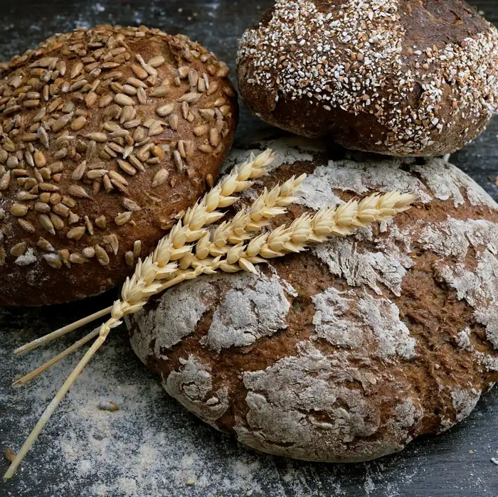 Freshly baked loaves of bread